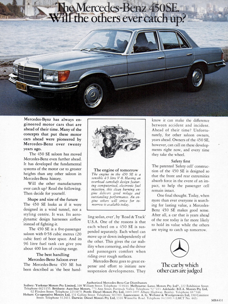 1975 Mercedes-Benz 450SE 4.5 Litre V8 W116